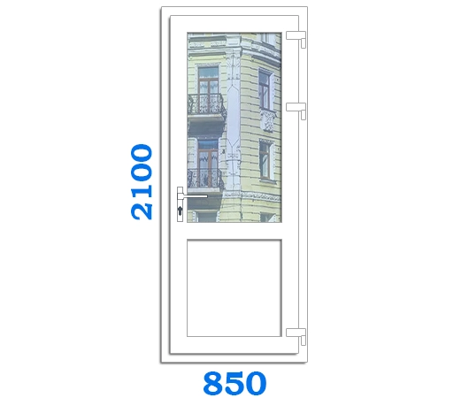 Металопластикові двері офісні, розмір двері 850 x 2100