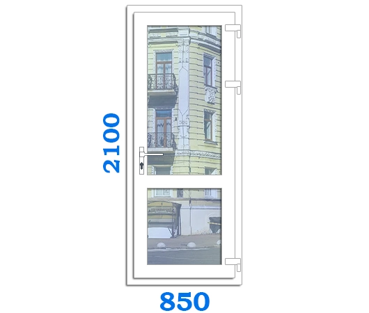 Металлопластиковые двери офисные, размер двери 850 x 2100