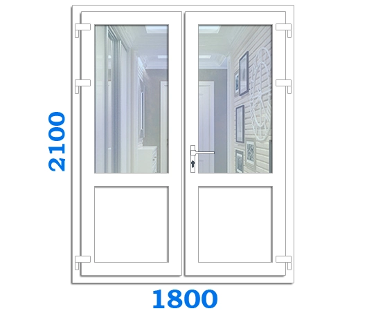 Подвійні металопластикові двері вхідні, розмір двері 1800 x 2100