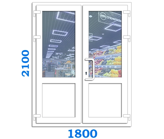 Подвійні металопластикові двері вхідні, розмір двері 1800 x 2100